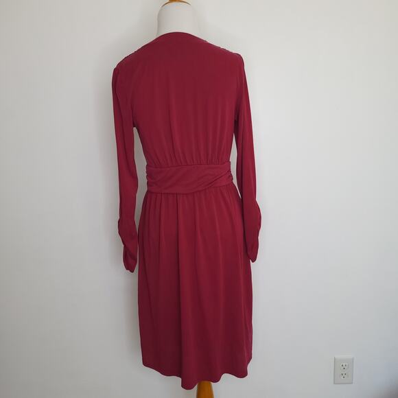ModCloth Knit On The Town Dress Faux Wrap Midi Jersey Stretch Women Medium - Picture 4 of 14